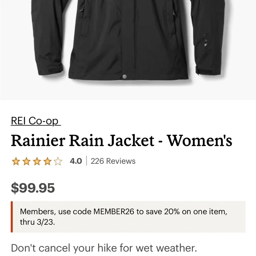 REI Rainier Women's Teal Waterproof Hooded Shell Rain Jacket - Picture 4 of 4